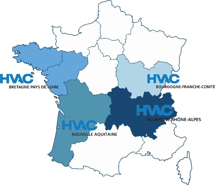 Carte de France des agences HVAC France par régions